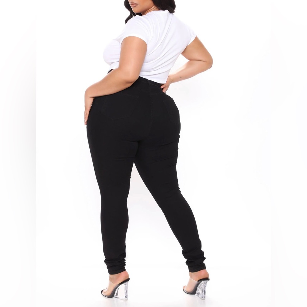 Fashion Nova Size 20 Curvy Black Distressed High Rise Skinny Jeans Stretch - Picture 2 of 10